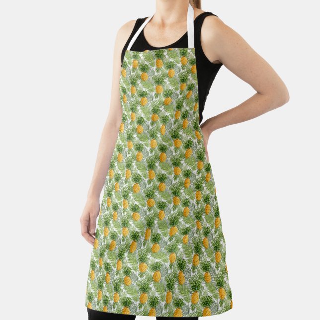 Tropical Palm Leaves & Pineapples Apron (Insitu)
