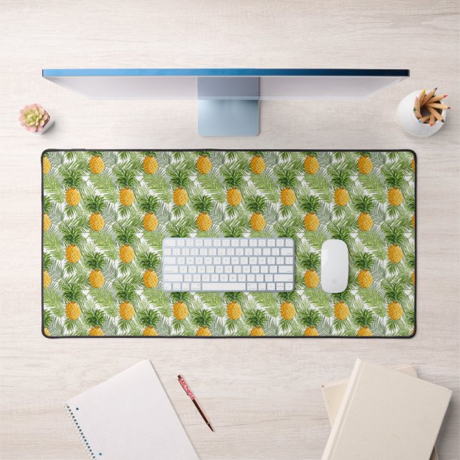 Tropical Palm Leaves & Pineapples Desk Mat (Office 1)