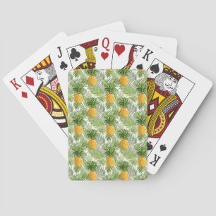 Tropical Palm Leaves & Pineapples Playing Cards