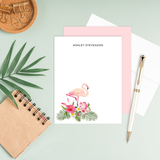 Tropical Palm Leaves Pink Flamingo Custom Name Card (Creator Uploaded)