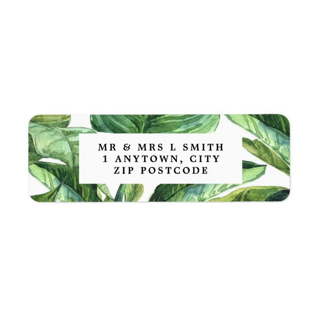 tropical palm leaves return address label (Front)