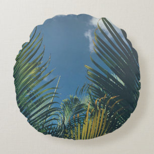 TROPICAL PALM LEAVES ROUND CUSHION