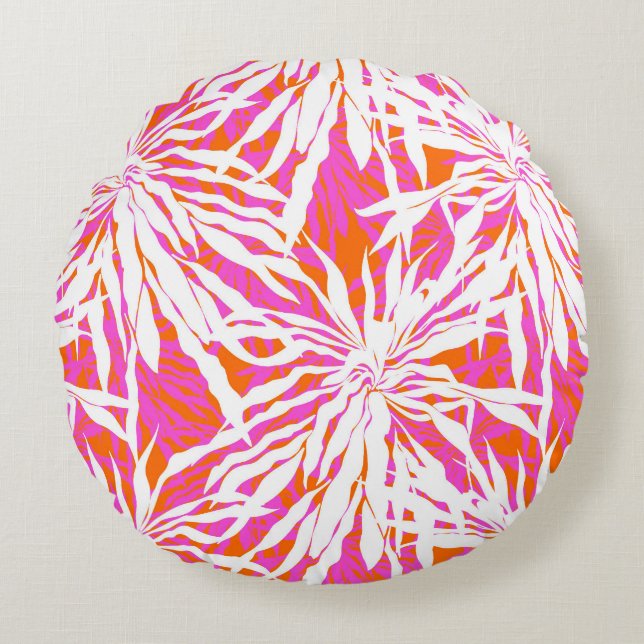 Tropical Palm Leaves Round Cushion (Front)