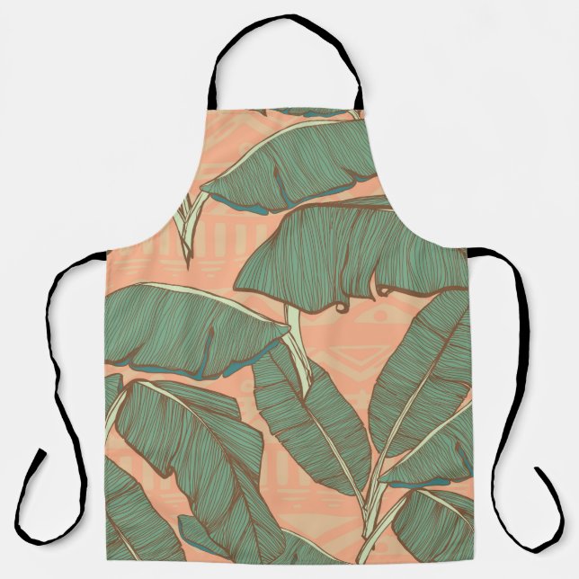 Tropical palm leaves seamless background apron (Front)