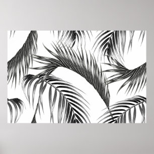 Tropical palm leaves seamless floral jungle patter poster