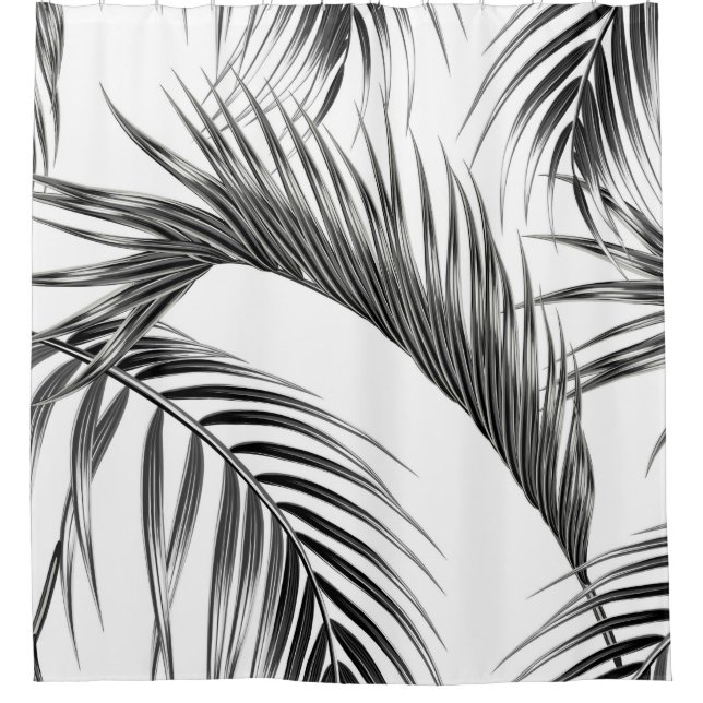Tropical palm leaves seamless floral jungle patter shower curtain (Front)