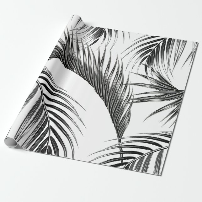 Tropical palm leaves seamless floral jungle patter wrapping paper (Unrolled)