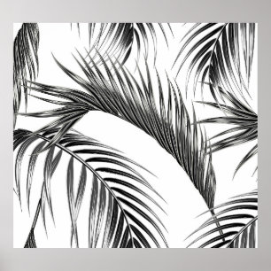 Tropical palm leaves, seamless jungle. poster