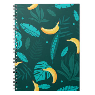 Tropical palm leaves Seamless pattern. Banana leav Notebook