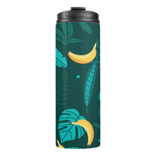 Tropical palm leaves Seamless pattern. Banana leav Thermal Tumbler