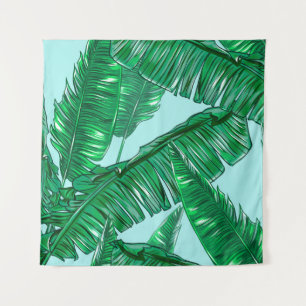 Tropical palm leaves seamless vintage floral patte tapestry