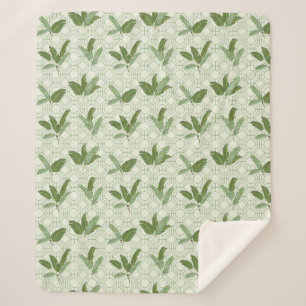 Tropical Palm Leaves Sherpa Blanket