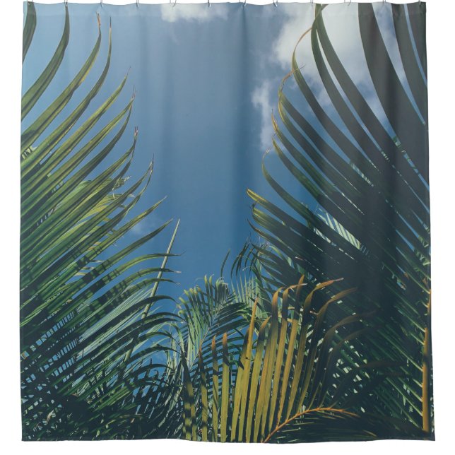 TROPICAL PALM LEAVES SHOWER CURTAIN (Front)
