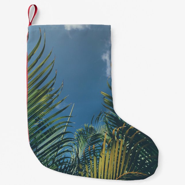 TROPICAL PALM LEAVES SMALL CHRISTMAS STOCKING (Front)