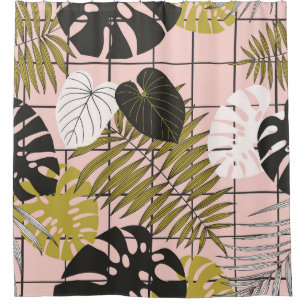 Tropical palm leaves, stylish summer. shower curtain