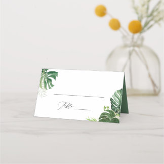 Tropical Palm Leaves Summer Beach Wedding Place Card