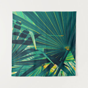 Tropical palm leaves tapestry