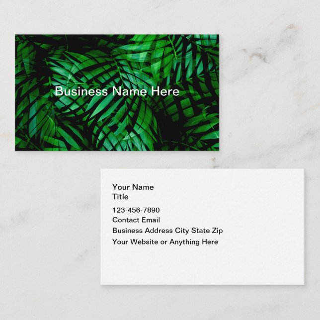 Tropical Palm Leaves Theme Business Cards (Front/Back)