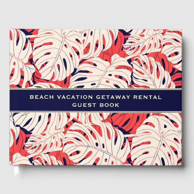 Tropical Palm Leaves | Vacation Rental Guest Book (Front)