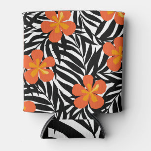 Tropical palm leaves, vintage applique style. can cooler
