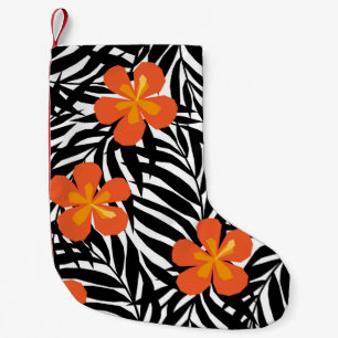 Tropical palm leaves, vintage applique style. small christmas stocking