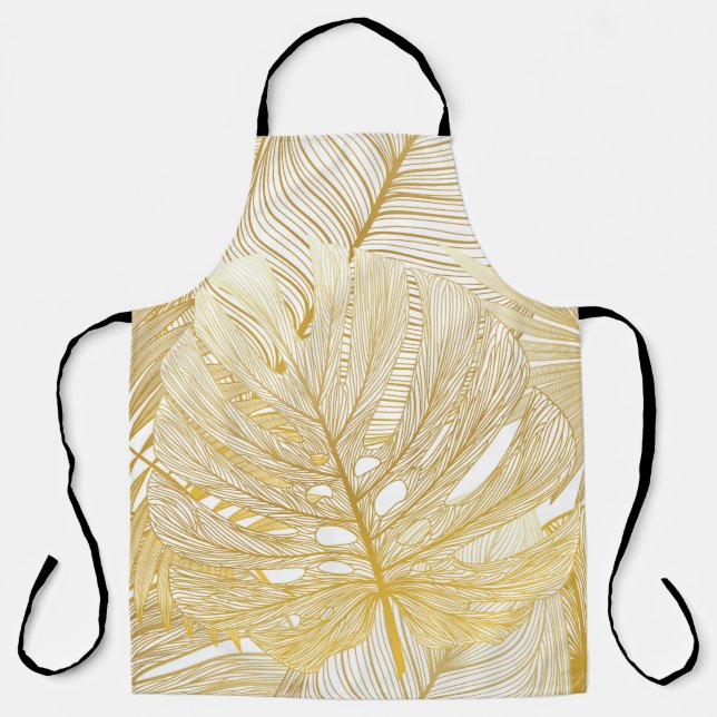 Tropical palm leaves: vintage pattern. apron (Front)
