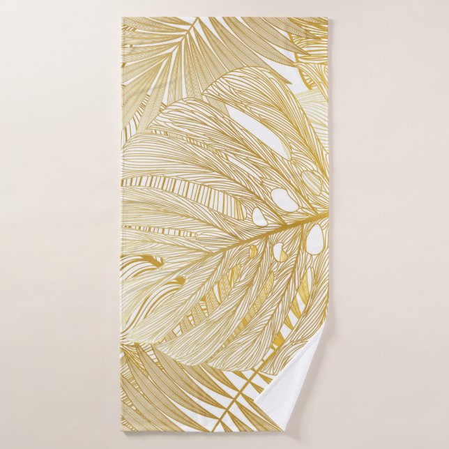 Tropical palm leaves: vintage pattern. bath towel (Bath Towel)