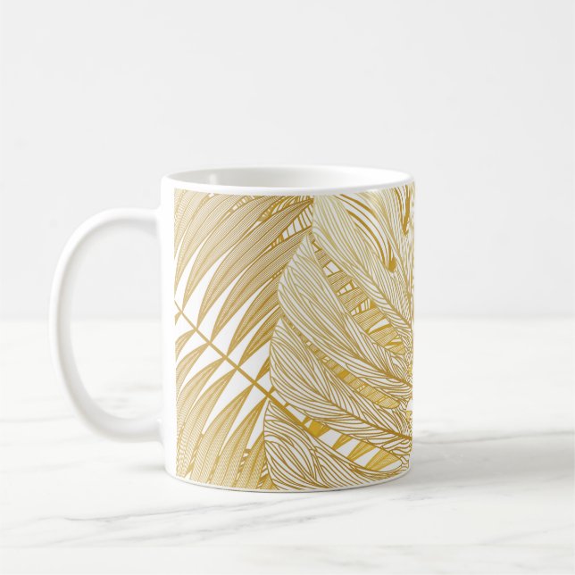 Tropical palm leaves: vintage pattern. coffee mug (Left)