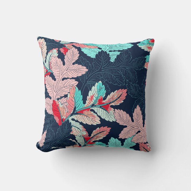 Tropical Palm Leaves: Vintage Pattern Cushion (Front)