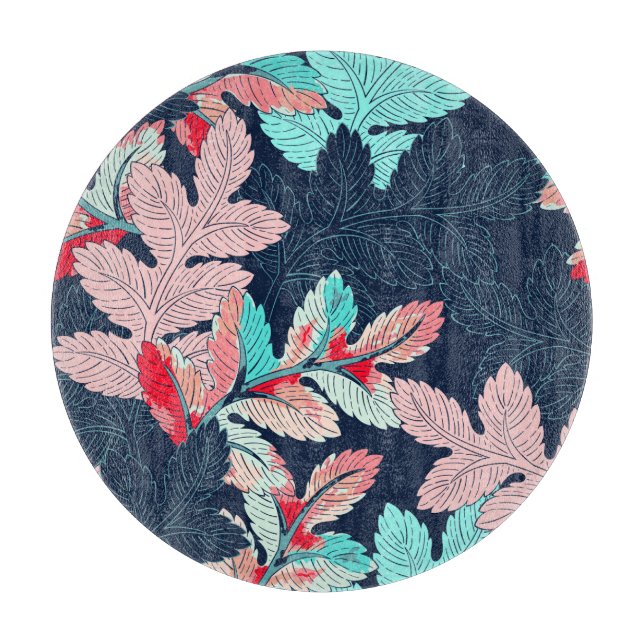 Tropical Palm Leaves: Vintage Pattern Cutting Board (Front)