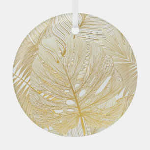 Tropical palm leaves: vintage pattern. glass tree decoration