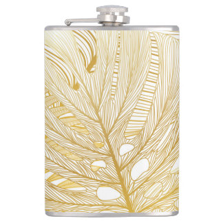 Tropical palm leaves: vintage pattern. hip flask