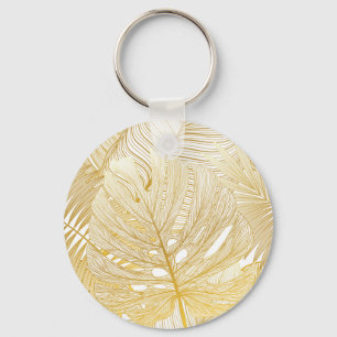 Tropical palm leaves: vintage pattern. key ring