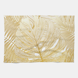 Tropical palm leaves: vintage pattern. tea towel