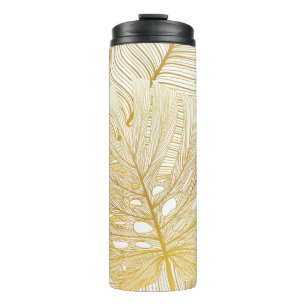 Tropical palm leaves: vintage pattern. thermal tumbler