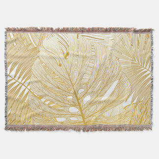 Tropical palm leaves: vintage pattern. throw blanket