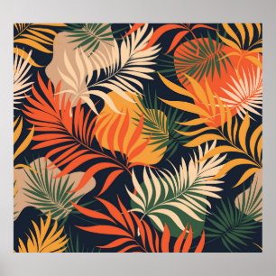 Tropical Palm Leaves: Vintage Seamless Poster
