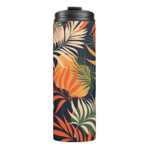 Tropical Palm Leaves: Vintage Seamless Thermal Tumbler