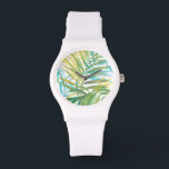 Tropical Palm Leaves Watch<br><div class="desc">Tropical Palm Leaves. Artist: Megan Meagher. Image ID: 149600FN.</div>