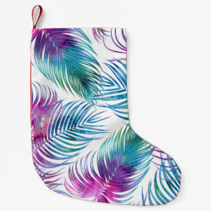 Tropical palm leaves, watercolor floral pattern. small christmas stocking