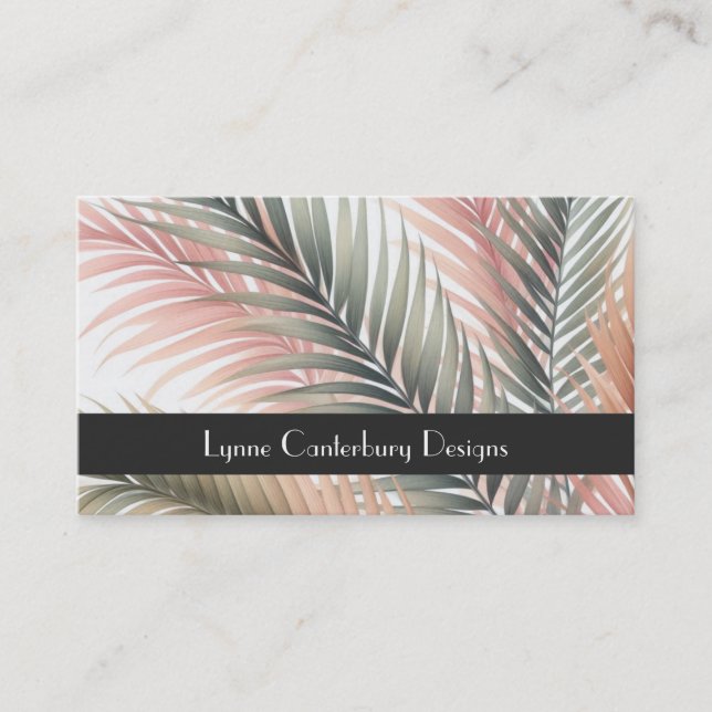 Tropical Palm Leaves Watercolors  Business Card (Front)