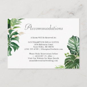 Tropical Palm Leaves Wedding Accommodations Enclosure Card