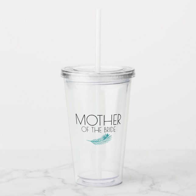 Tropical Palm Leaves Wedding Bachlorette Party Acrylic Tumbler (Front)