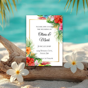Tropical Palm Leaves Wedding Invitation Elegant