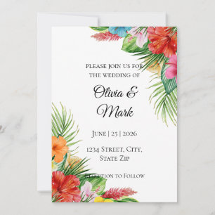 Tropical Palm Leaves Wedding Invitation   Summer