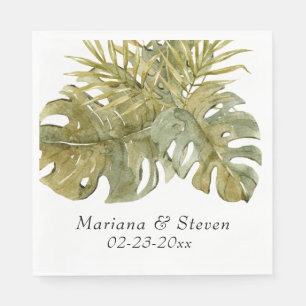 Tropical Palm Leaves Wedding Napkin