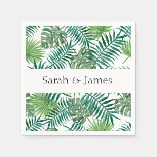 Tropical Palm Leaves Wedding Paper Napkin