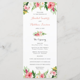 Tropical Palm Leaves Wedding Program