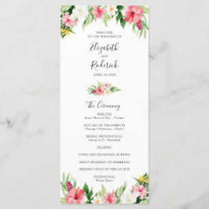 Tropical Palm Leaves Wedding Program