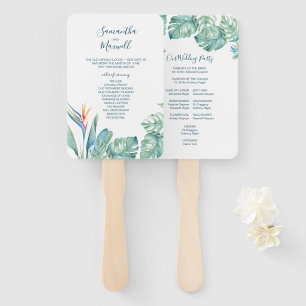 Tropical Palm Leaves Wedding Program Fan